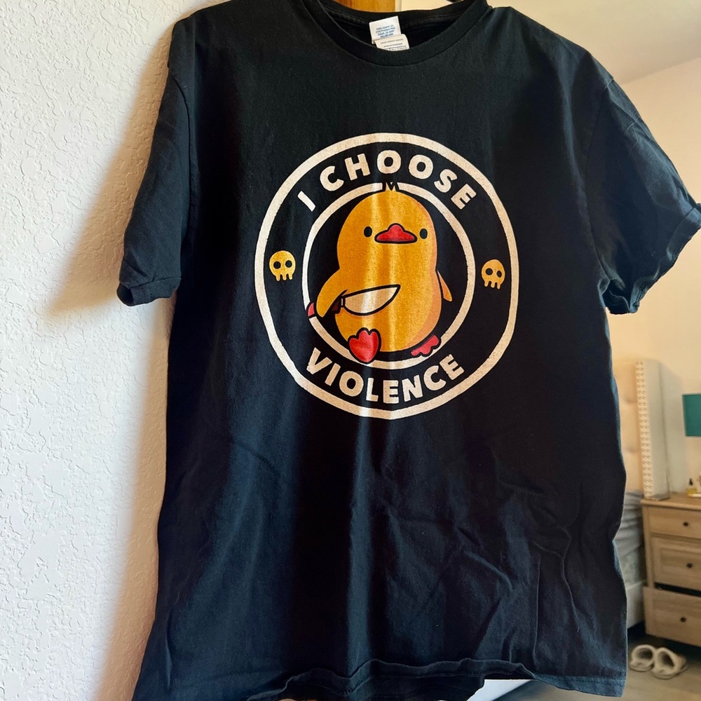 Black T-Shirt with Cartoon Graphic